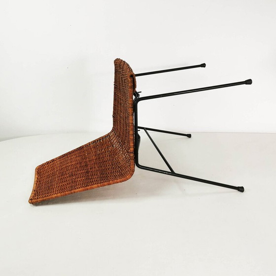 Image 1 of Chaise vintage en métal et rotin par Gian Franco Legler, Italie 1950