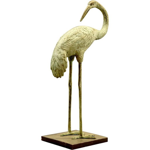 Sculpture de grue vintage en laiton et bronze, Allemagne 1960