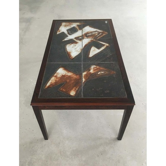 Image 1 of Table basse vintage en bois de rose et carrelage d'Ole Bjorn Krüger, 1960