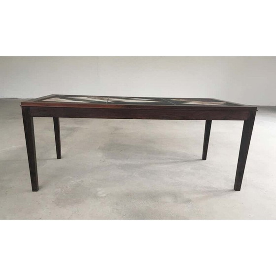 Image 1 of Table basse vintage en bois de rose et carrelage d'Ole Bjorn Krüger, 1960