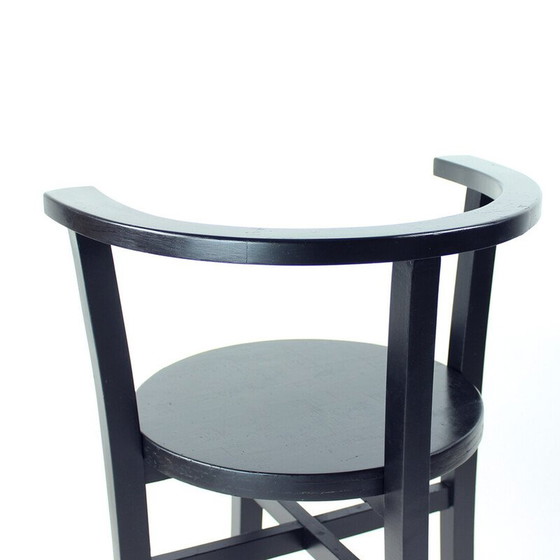 Image 1 of Ensemble de 4 chaises de salle à manger vintage en chêne noir, Tchécoslovaquie 1930