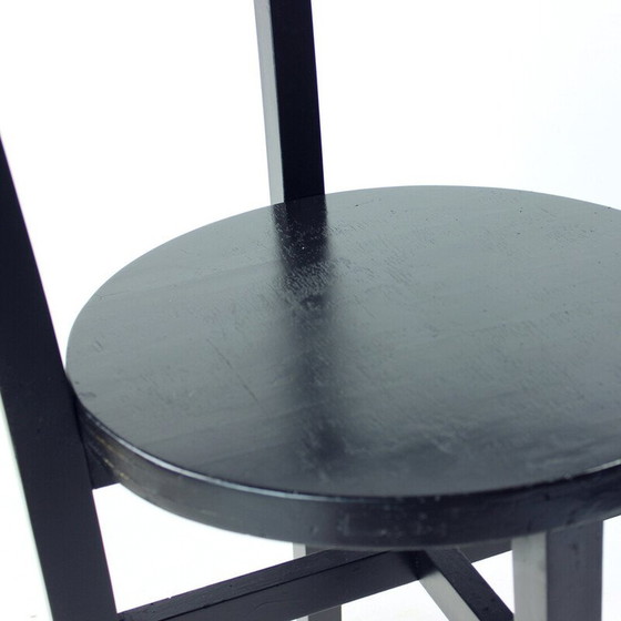 Image 1 of Ensemble de 4 chaises de salle à manger vintage en chêne noir, Tchécoslovaquie 1930