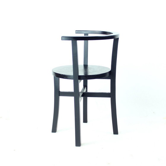 Image 1 of Ensemble de 4 chaises de salle à manger vintage en chêne noir, Tchécoslovaquie 1930