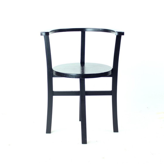 Image 1 of Ensemble de 4 chaises de salle à manger vintage en chêne noir, Tchécoslovaquie 1930