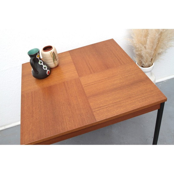 Image 1 of Table basse carrée vintage en teck et métal, 1960