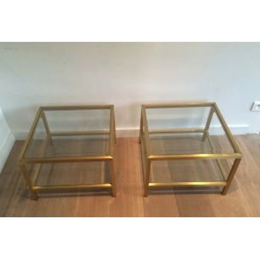 2 tables d'appoint vintage en laiton anodisé, 1960