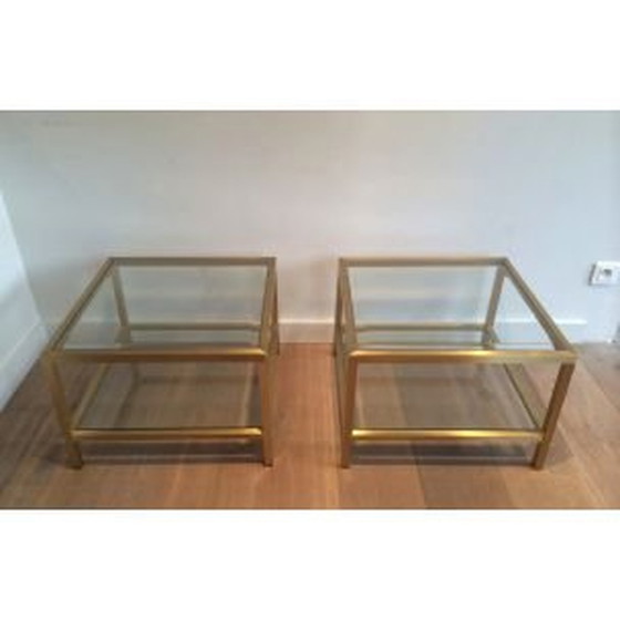 Image 1 of 2 tables d'appoint vintage en laiton anodisé, 1960