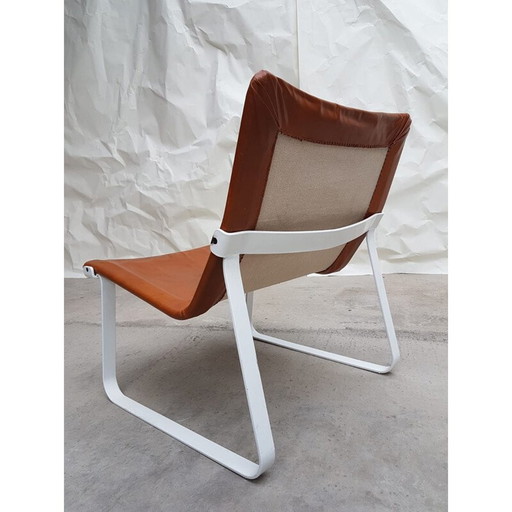 Chaise de safari vintage en cuir d'acier