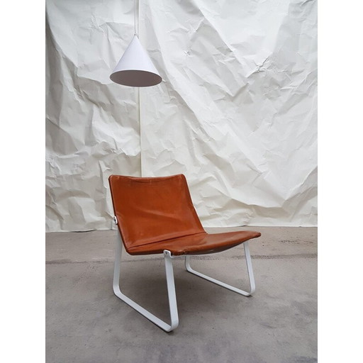 Chaise de safari vintage en cuir d'acier