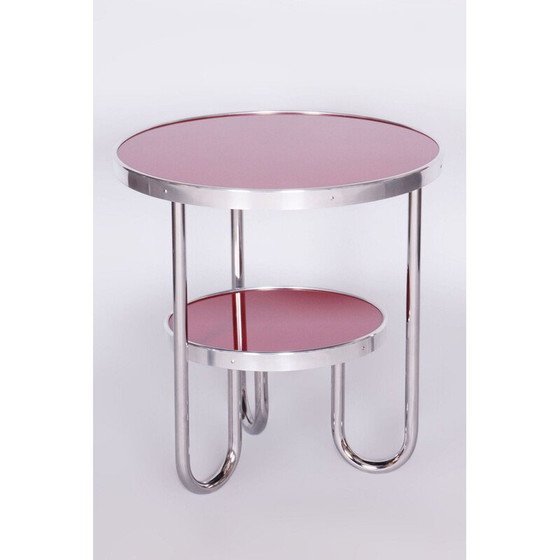 Image 1 of Table vintage Bauhaus en épicéa et chrome pour Kovona, Tchécoslovaquie 1930