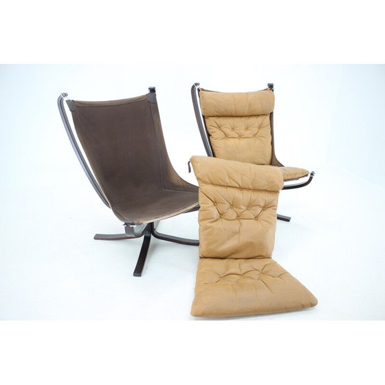 Image 1 of Paire de fauteuils Falcon vintage en cuir par Sigurd Ressell pour Vatne Møbler, Norvège 1970