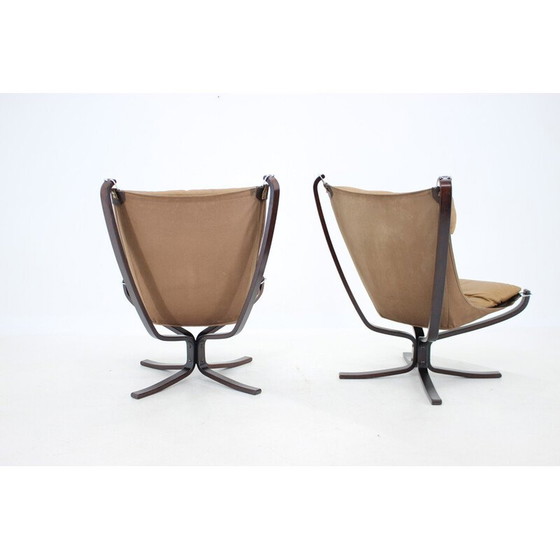 Image 1 of Paire de fauteuils Falcon vintage en cuir par Sigurd Ressell pour Vatne Møbler, Norvège 1970