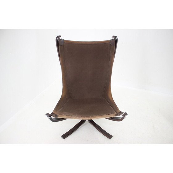 Image 1 of Paire de fauteuils Falcon vintage en cuir par Sigurd Ressell pour Vatne Møbler, Norvège 1970