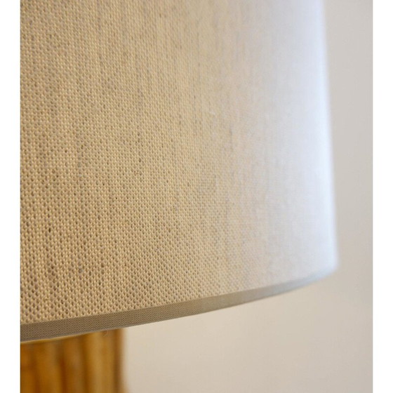 Image 1 of Paire de grandes lampes de table vintage en laiton et bambou