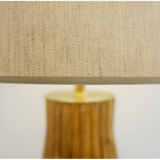 Image 1 of Paire de grandes lampes de table vintage en laiton et bambou