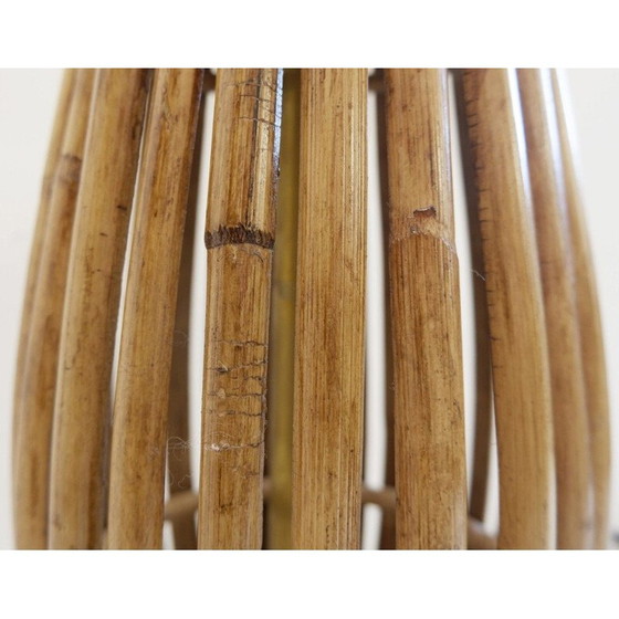 Image 1 of Paire de grandes lampes de table vintage en laiton et bambou