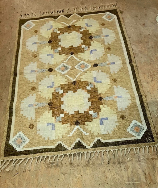 Tapis suédois en rölakan d'Ingegerd Silow, années 1950