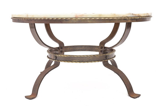 Image 1 of Table Ronde Fer Forgé Onyx, 1950