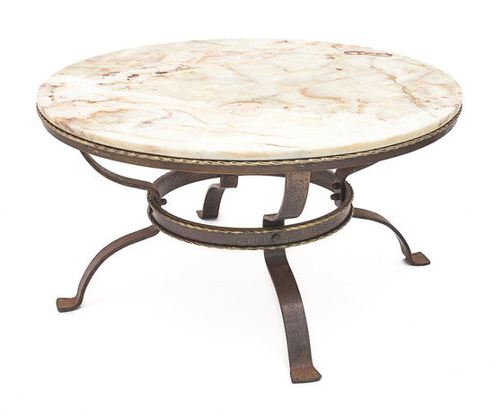 Image 1 of Table Ronde Fer Forgé Onyx, 1950