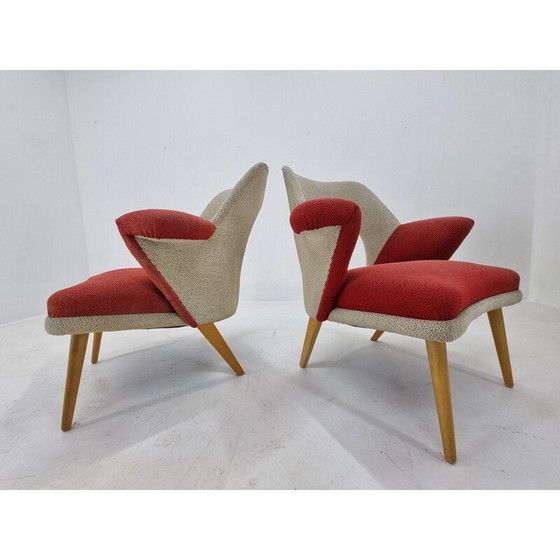 Image 1 of Paire de fauteuils blancs et rouges du Mid Century, années 1960