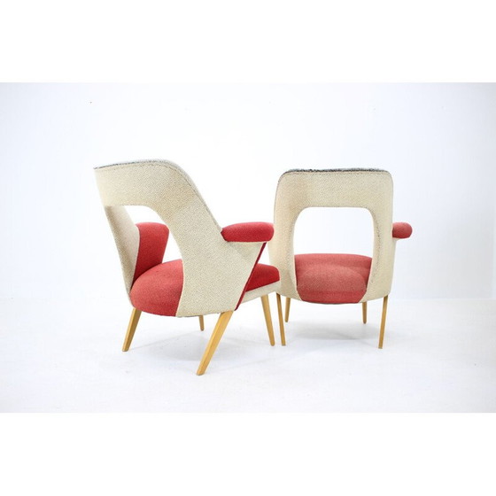 Image 1 of Paire de fauteuils blancs et rouges du Mid Century, années 1960