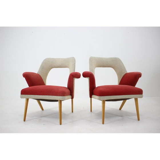 Image 1 of Paire de fauteuils blancs et rouges du Mid Century, années 1960