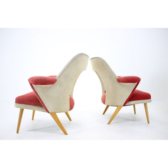 Image 1 of Paire de fauteuils blancs et rouges du Mid Century, années 1960