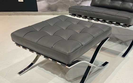 Image 1 of Knoll Set Barcelona New-Never Used Petrol Grey Leather Design L. Mies Van Der Rohe And Lilly Reich 1929