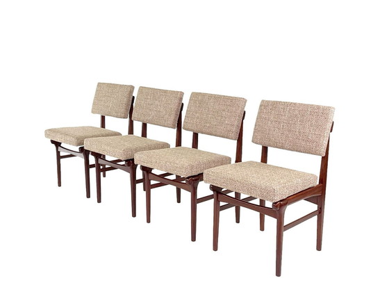 Image 1 of 4X chaises de salle à manger en teck modèle "Uppsula" par Louis Van Teeffelen pour Wébé