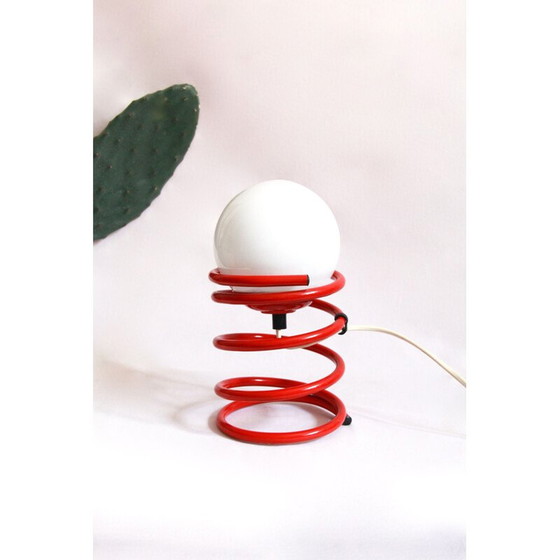 Image 1 of Lampe de table vintage Molla rouge, Italie, années 1970