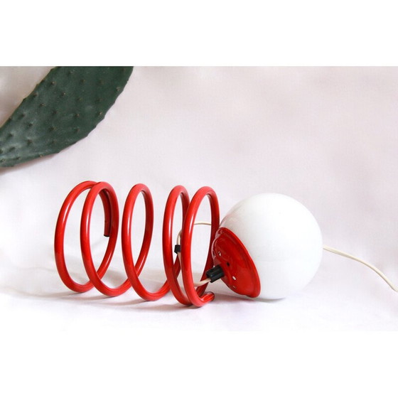 Image 1 of Lampe de table vintage Molla rouge, Italie, années 1970