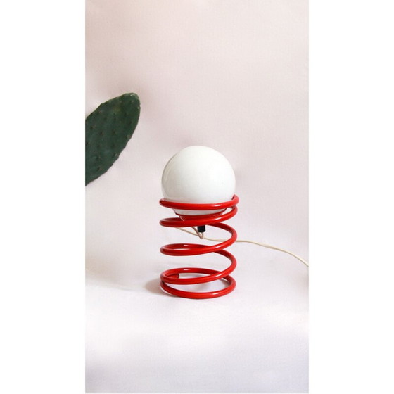 Image 1 of Lampe de table vintage Molla rouge, Italie, années 1970