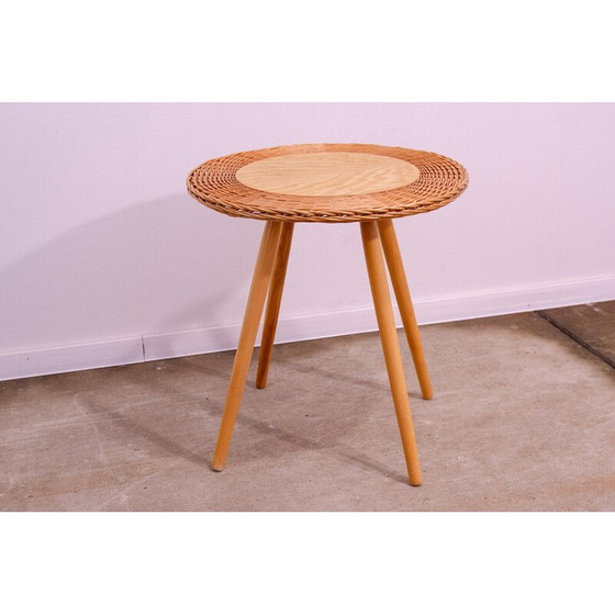 Image 1 of Table basse vintage en rotin par Jan Kalous pour Úluv, Tchécoslovaquie 1960
