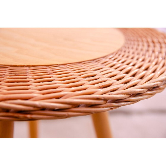 Image 1 of Table basse vintage en rotin par Jan Kalous pour Úluv, Tchécoslovaquie 1960