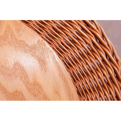 Table basse vintage en rotin par Jan Kalous pour Úluv, Tchécoslovaquie 1960