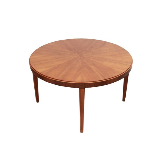 Image 1 of Table basse ronde vintage en noyer, années 1950
