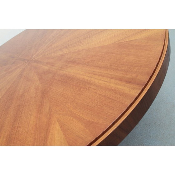Image 1 of Table basse ronde vintage en noyer, années 1950