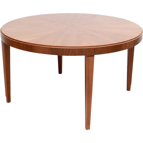 Image 1 of Table basse ronde vintage en noyer, années 1950
