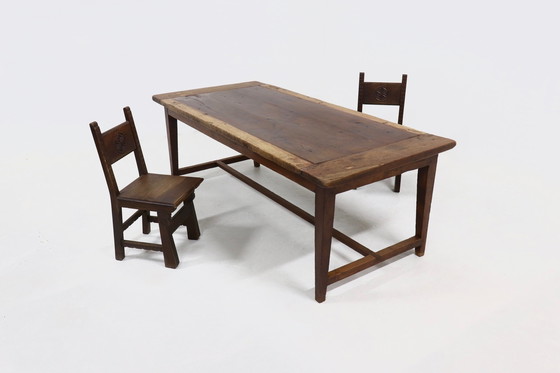 Image 1 of Table de réfectoire de ferme antique