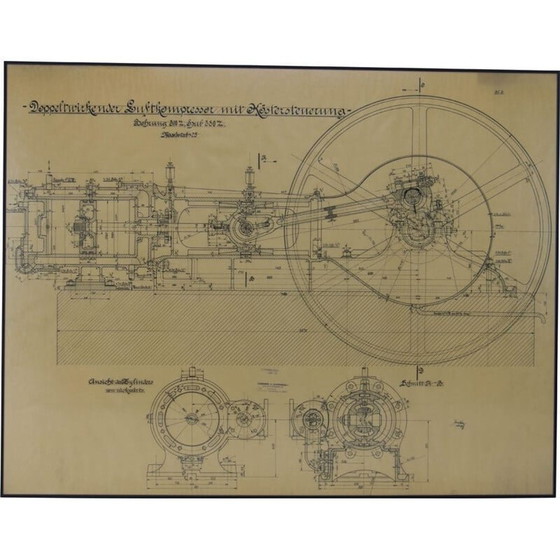 Image 1 of Dessin technique original d'un compresseur d'air, 1925