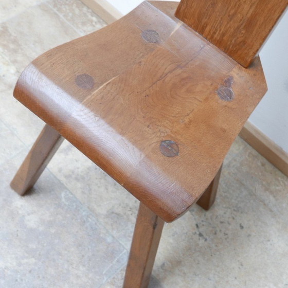 Image 1 of Ensemble de 6 chaises vintage en bois massif, Belgique 1970