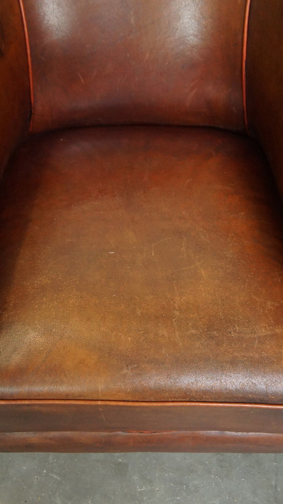 Image 1 of Fauteuil club en peau de mouton avec coussin d'assise fixe