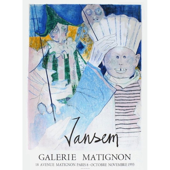 Image 1 of Affiche vintage "Galerie Matignon" de Jean Jansem, 1993