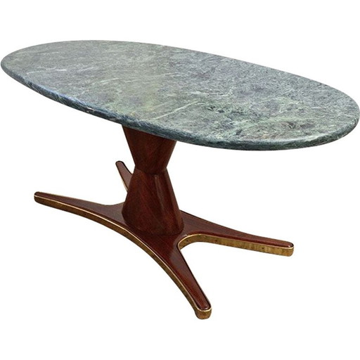 Table de salle à manger vintage en palissandre et marbre par Vittorio Dassi pour Mobili Moderni Lissone 1950