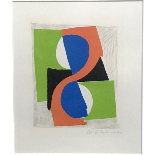 Lithographie couleur vintage de Sonia Delaunay, 1970