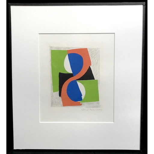 Lithographie couleur vintage de Sonia Delaunay, 1970