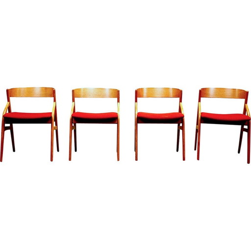 Ensemble de 4 chaises de salle à manger vintage en teck modèle 16 par Johannes Andersen pour Uldum, Danemark 1959