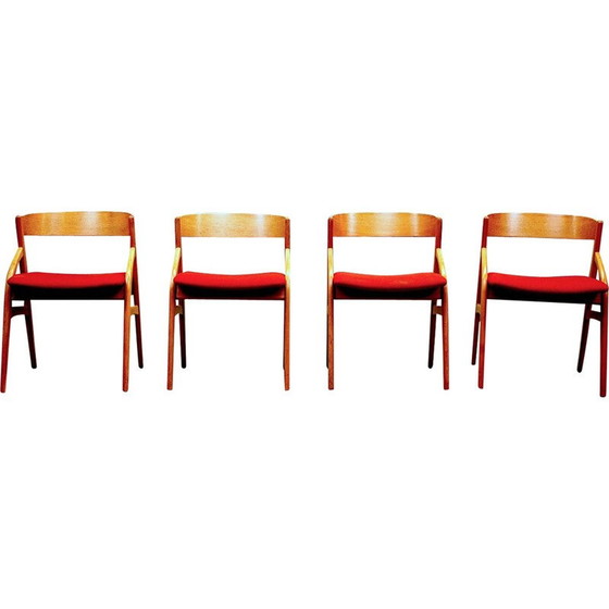 Image 1 of Ensemble de 4 chaises de salle à manger vintage en teck modèle 16 par Johannes Andersen pour Uldum, Danemark 1959