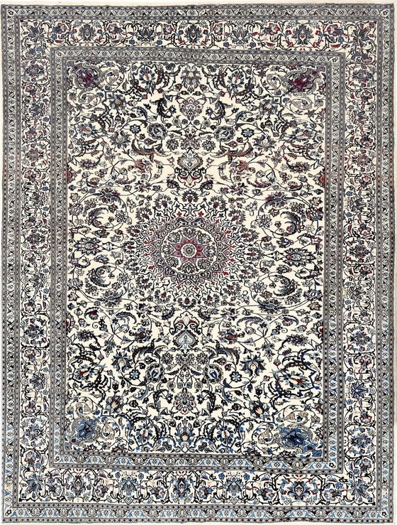 Image 1 of Tapis persan noué à la main original Naïn 9 La avec soie 390 X 297 cm Top condition