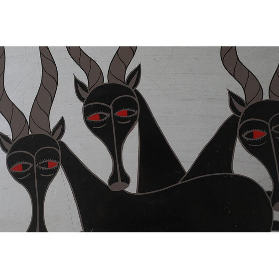 Image 1 of Peinture à l'huile vintage de Salum Mussa, Tanzanie 1970